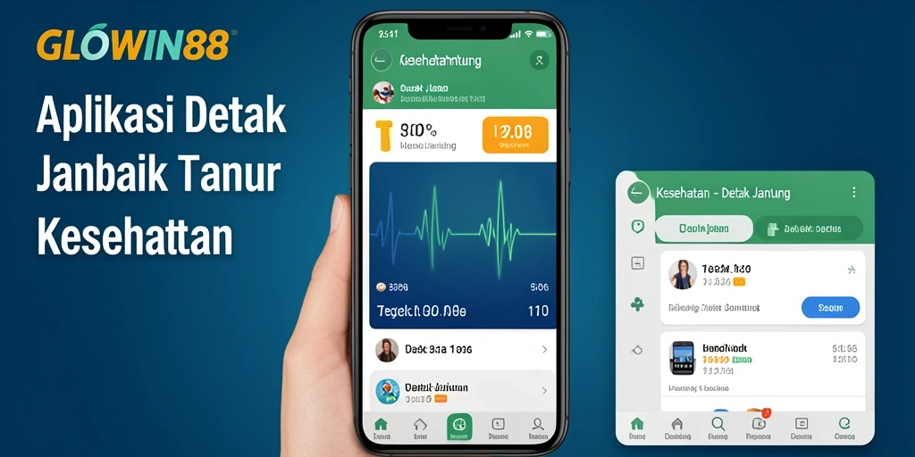 Tampilan antarmuka utama GLOWIN88 menunjukkan pengukuran detak jantung secara real-time.