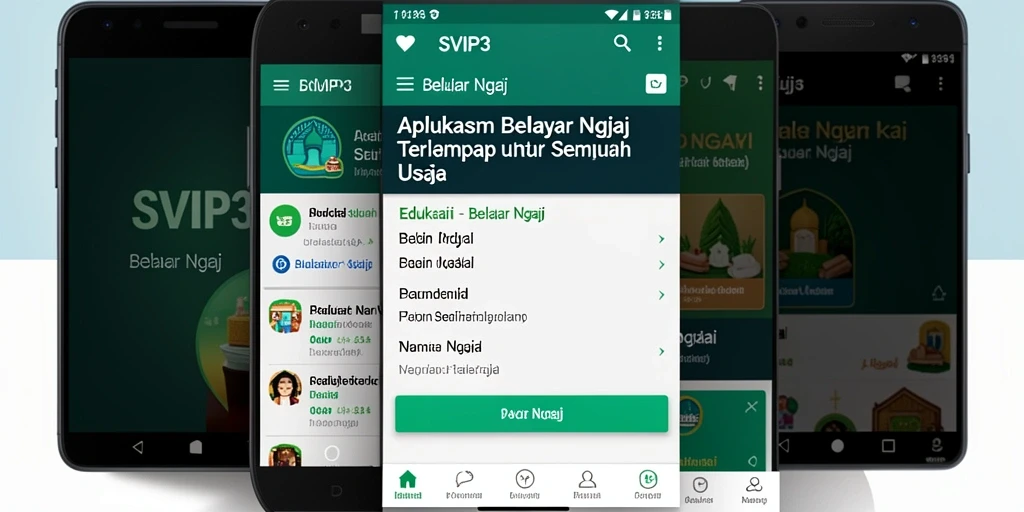 Tampilan antarmuka aplikasi SVIP3 untuk Belajar Ngaji yang interaktif.